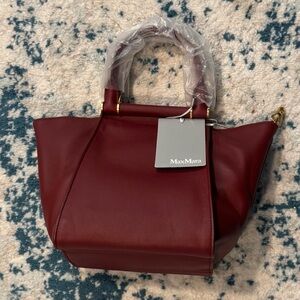 MaxMara Deep Red Leather Tote